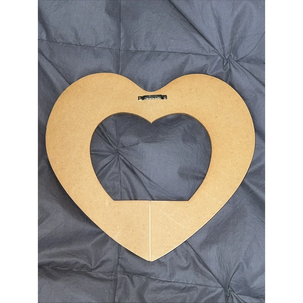 Vintage 80s Wooden Heart Wall Photo Frame Brown Country Hearts Love Decor Taiwan
